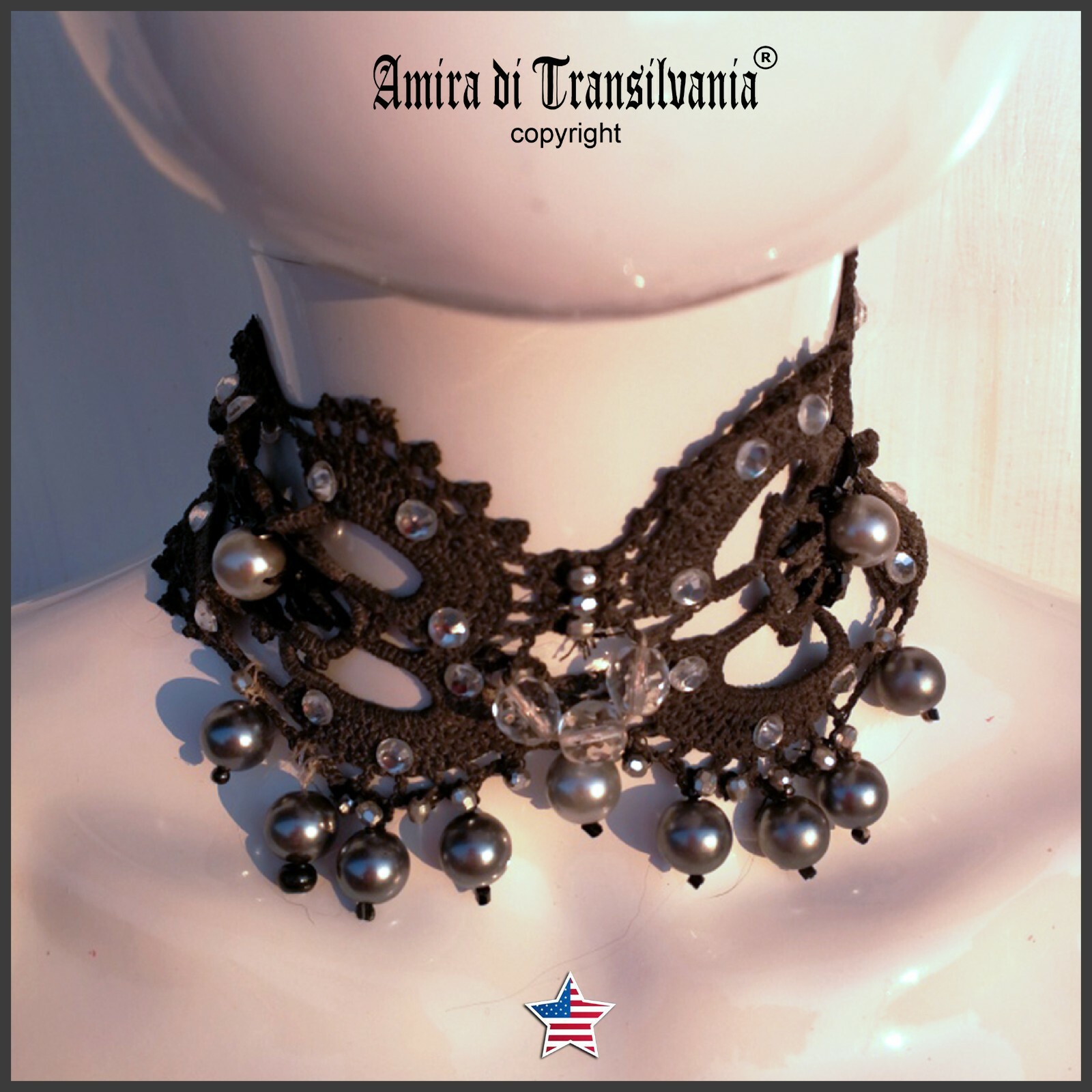 woman jewelry choker embroidered crystal pearl collar collier silver necklace