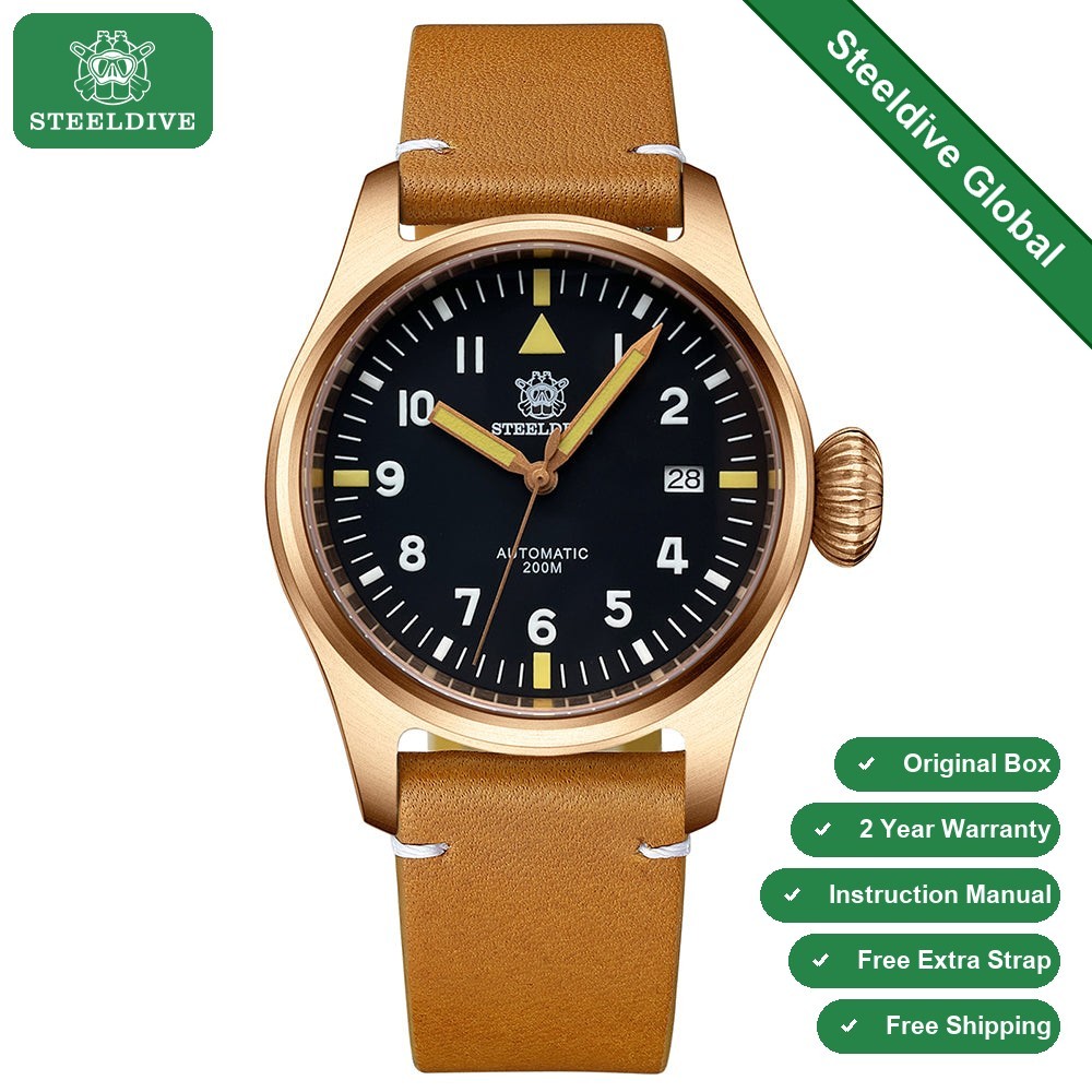 STEELDIVE SD1928S Mens Bronze 39mm 200M Automatic Dive Watch NH35 Sapphire Steel