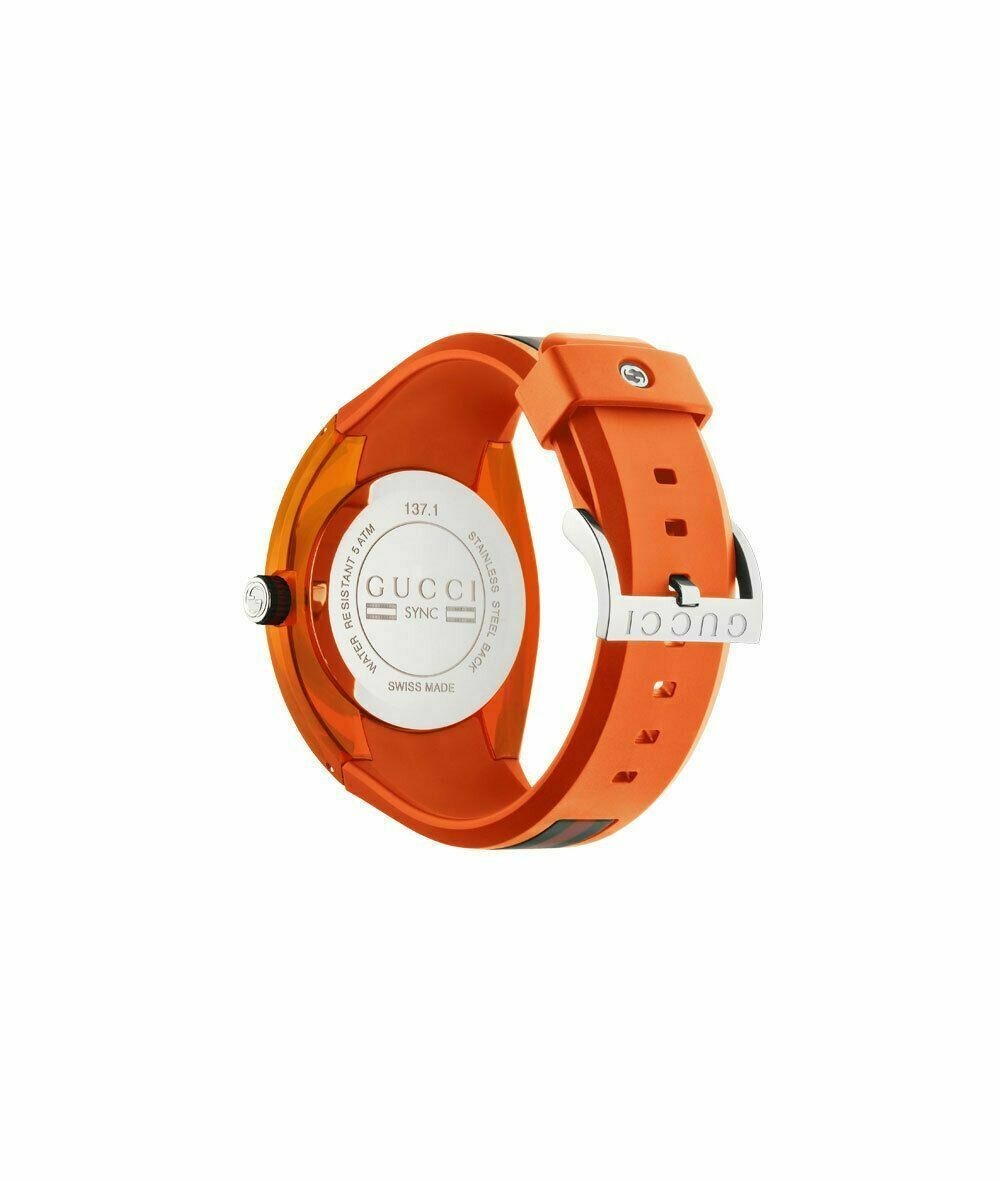 GUCCI XXL 46 MM Watch SYNC Swiss Quartz Orange Rubber YA137108