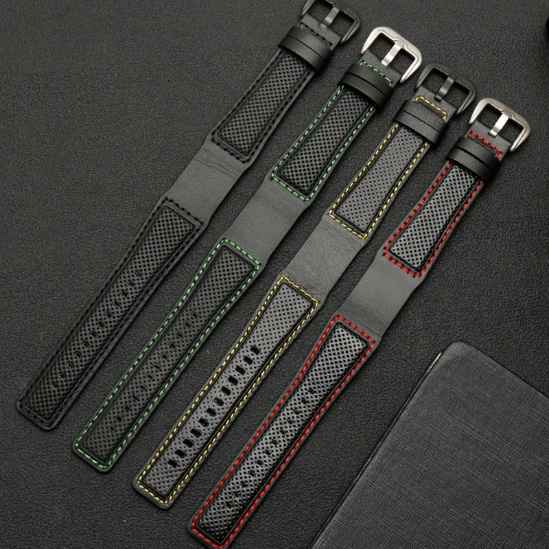 Leather Watch Strap For Dietrich OT-3 OTC-AO1 24mm Black Cowhide Wrist Band