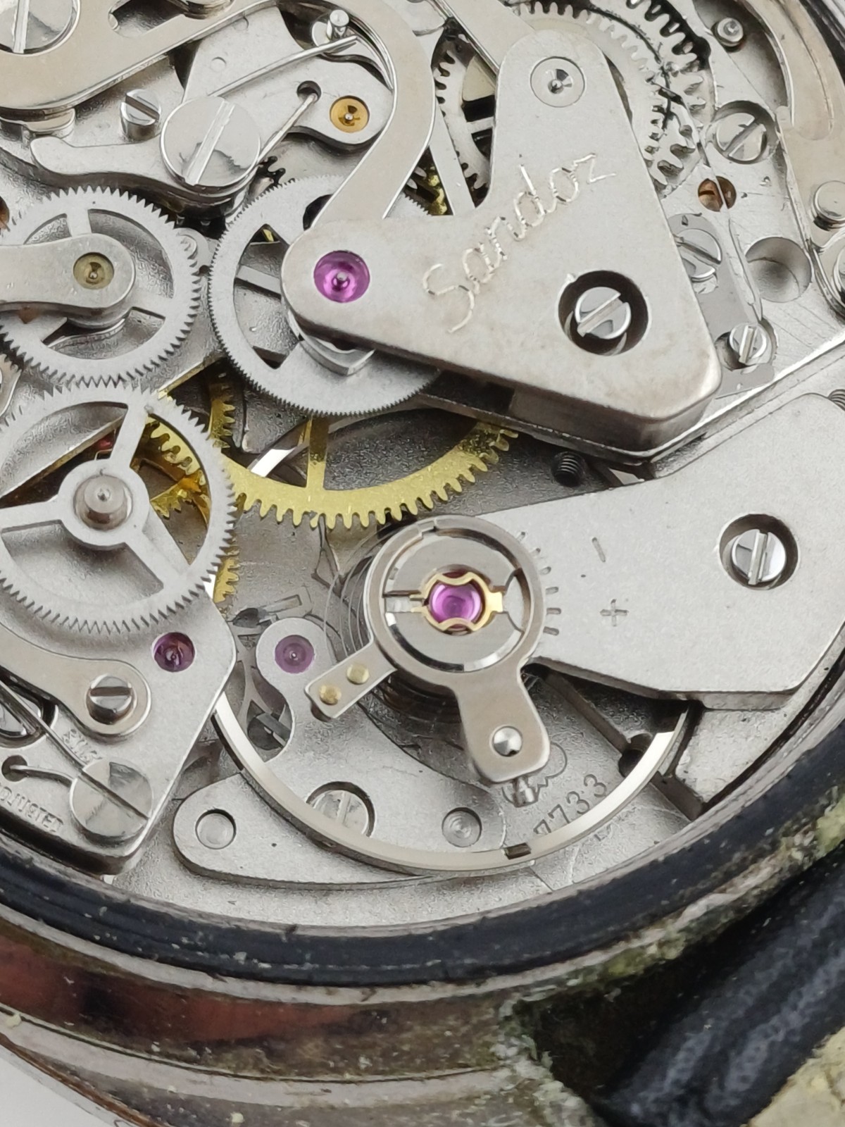 Vintage Sandoz Chronograph 7733 Valjoux Movement Spares Or Repair Swiss Made