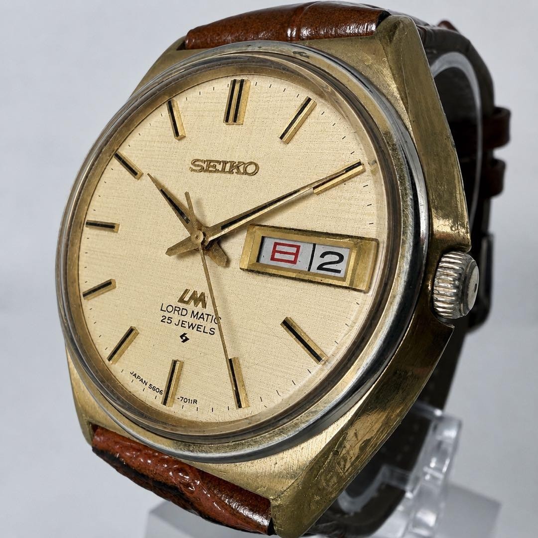 New Belt Working SEIKO Lord Matic 5606 7010 Wristwatch