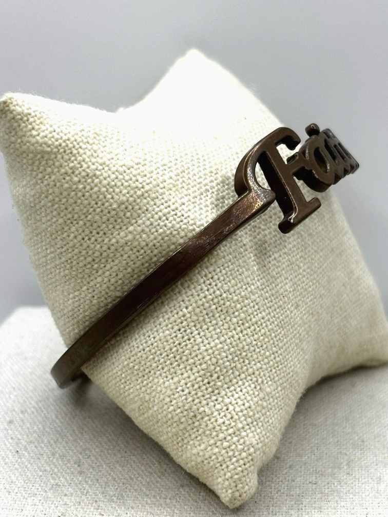 FAITH Word Script Name Bronze Metal Bangle Bracelet 8 Inch