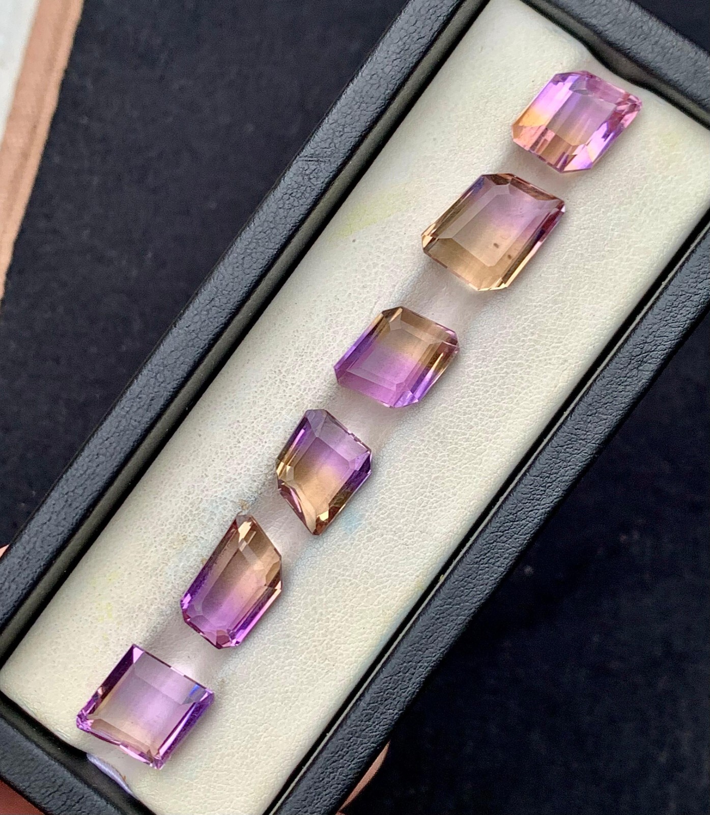 40 Carat Natural Ametrine Emerald Cut Gemstone Lot of 6 Pieces | Bi-Color