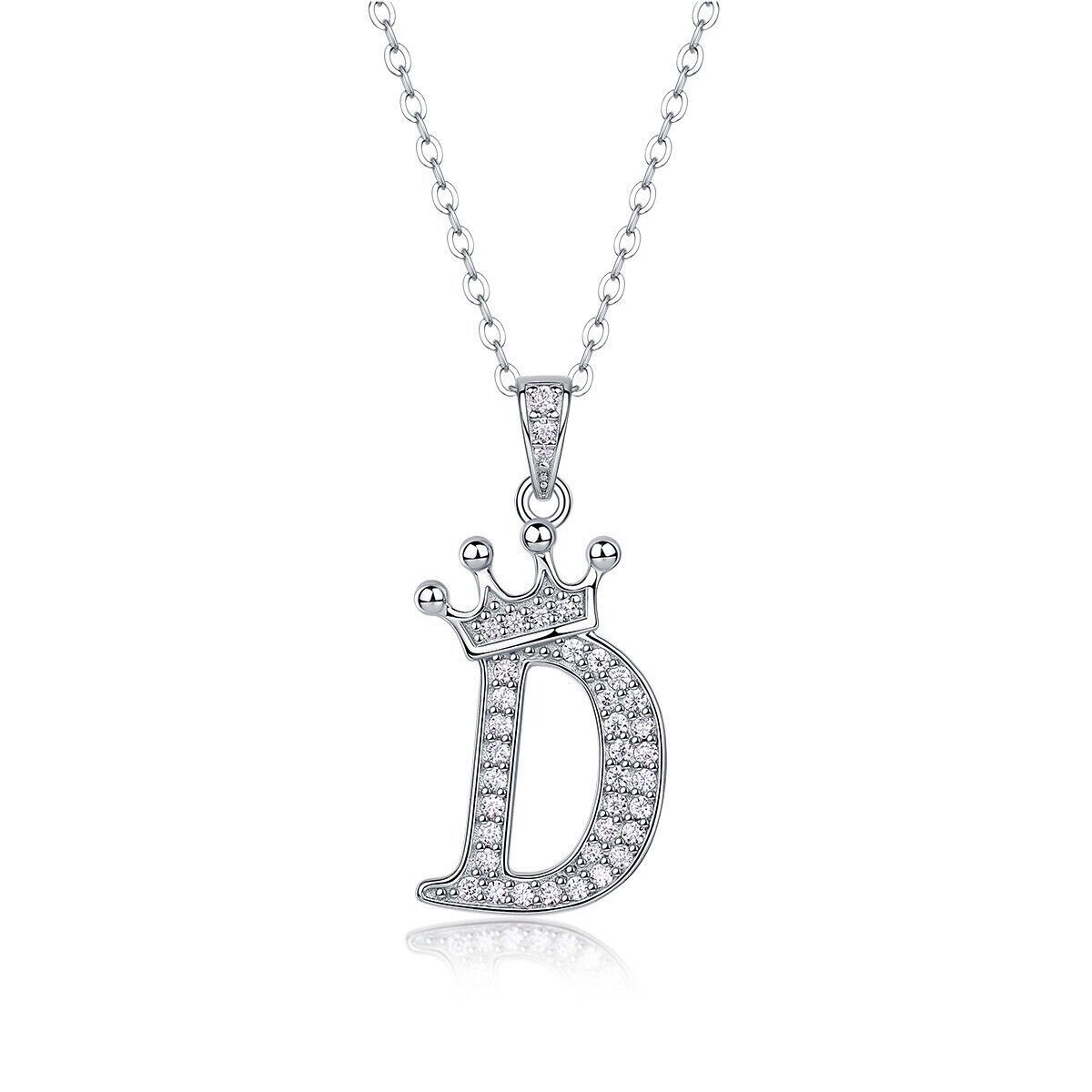 D Color Moissanite 26 Letter Pendant Necklace 925 Sterling Silver Pass Tester