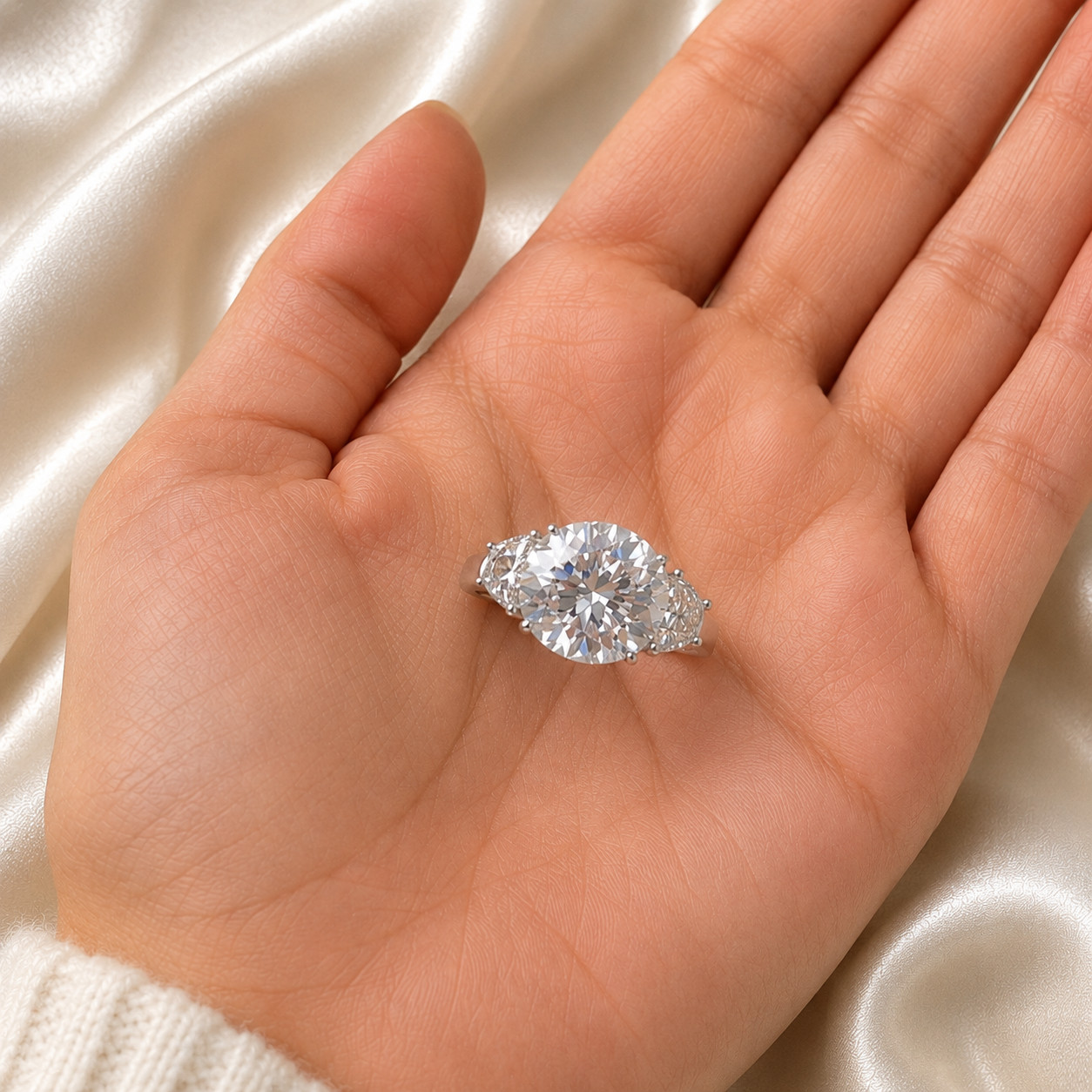 950 Platinum IGI Certified Lab Created Diamond Engagement Ring 8.00 Ct Round Cut