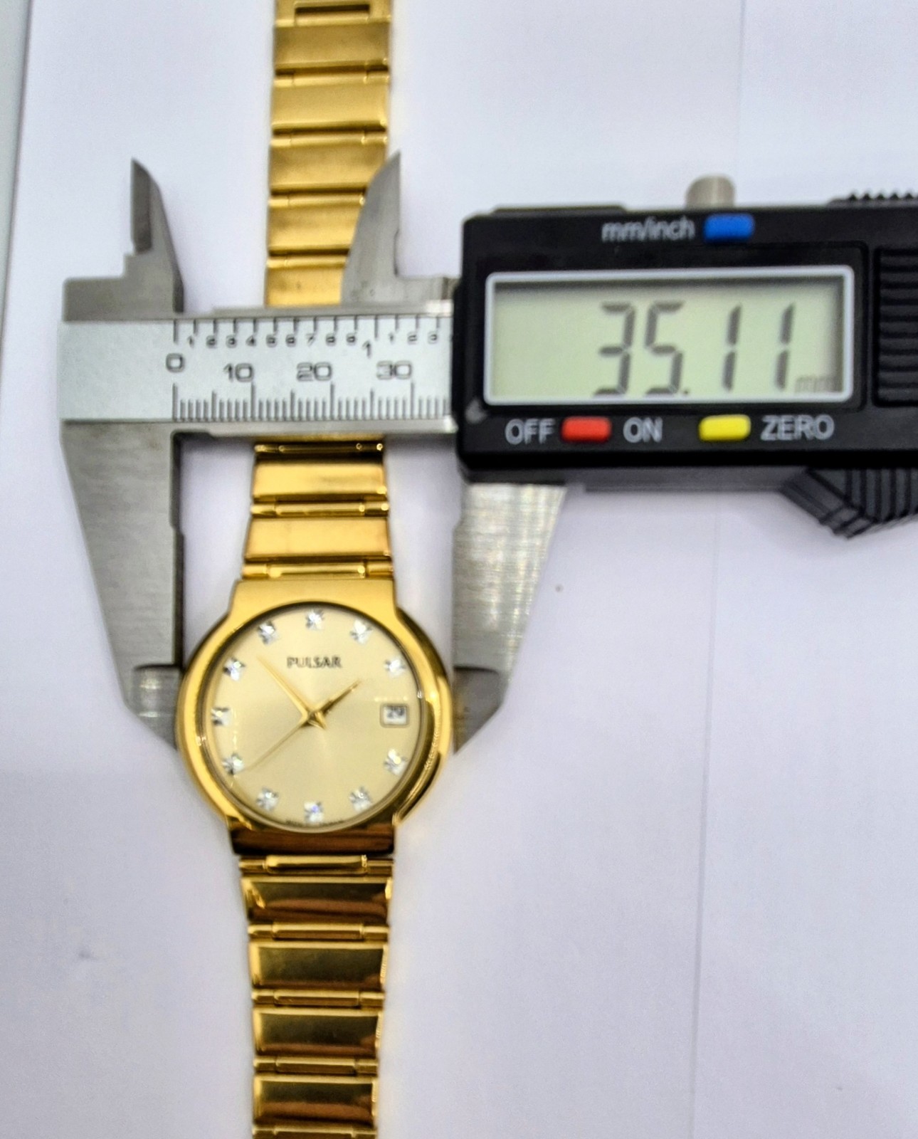 Women’s Pulsar All Stainless Steel Champagne Dial Gold Tone Date Quartz Watch