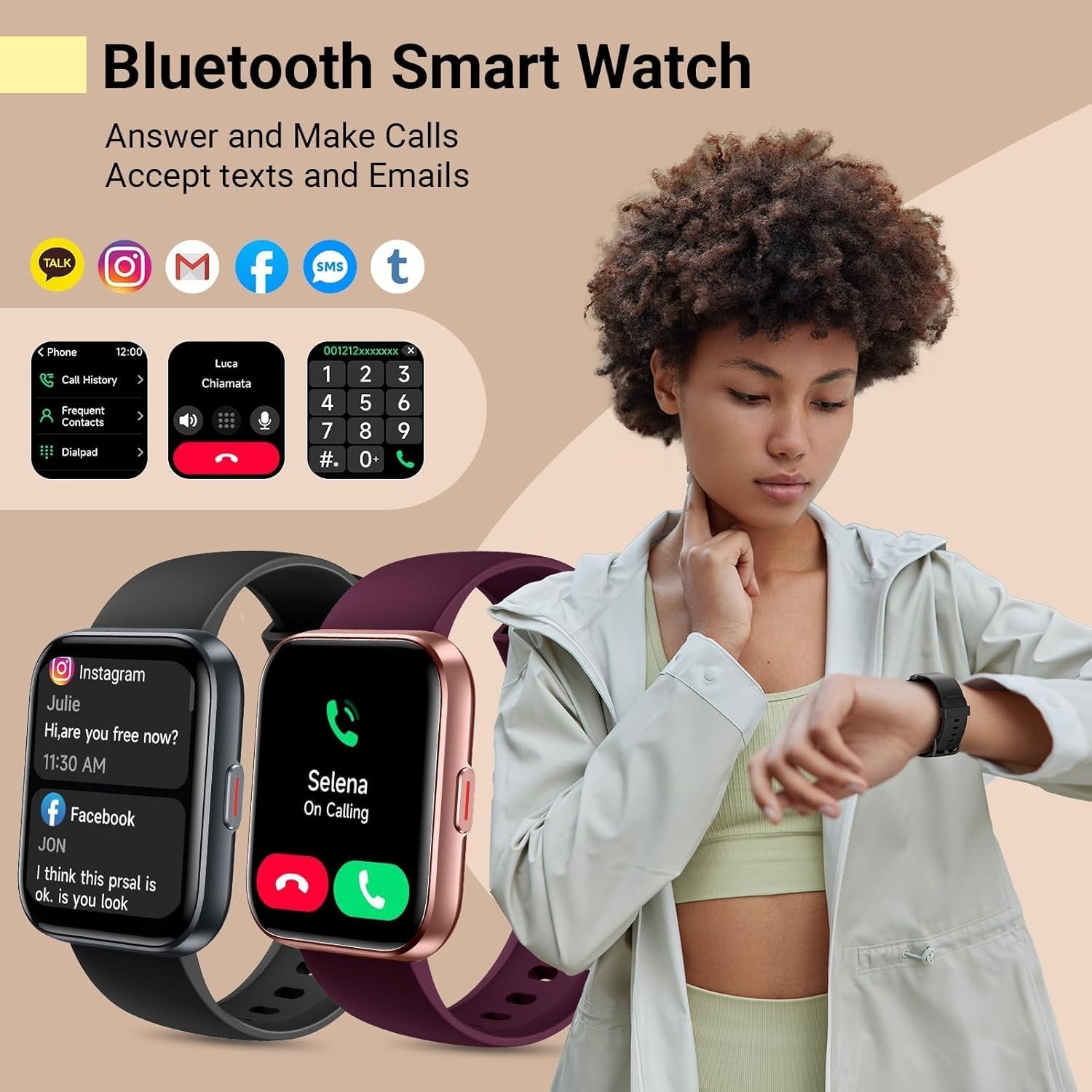 Smart Watch Women 1.8″ AMOLED Fitness Tracker Alexa Call Sleep Heart Rate