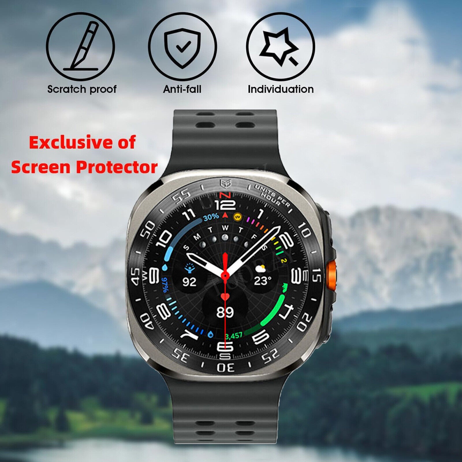 For Samsung Galaxy Watch Ultra 47mm Metal Cover Bezel Ring Frame Protector Case