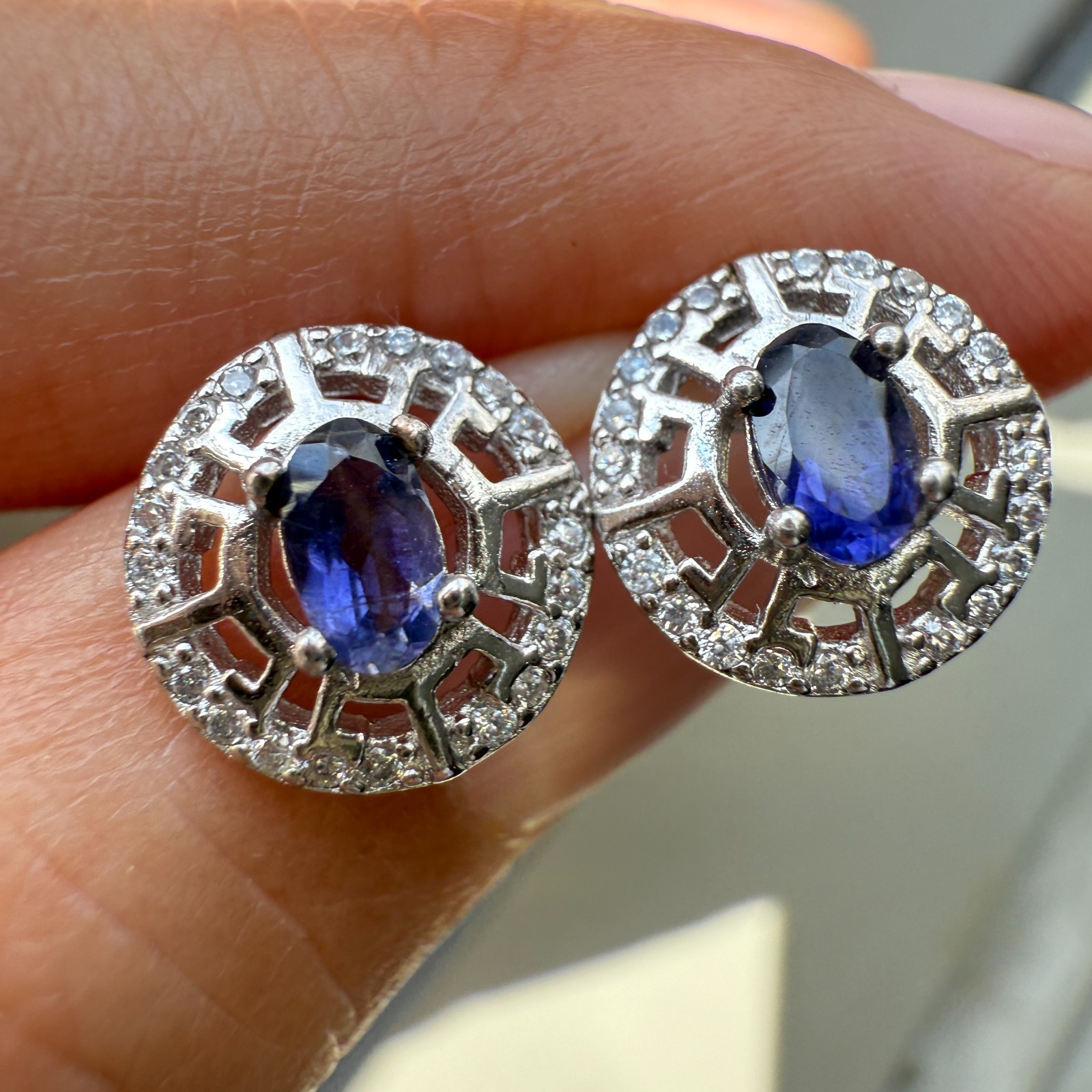 925 Sterling Silver Earrings 5x3mm Natural London Blue Topaz Gemstone Zircon New