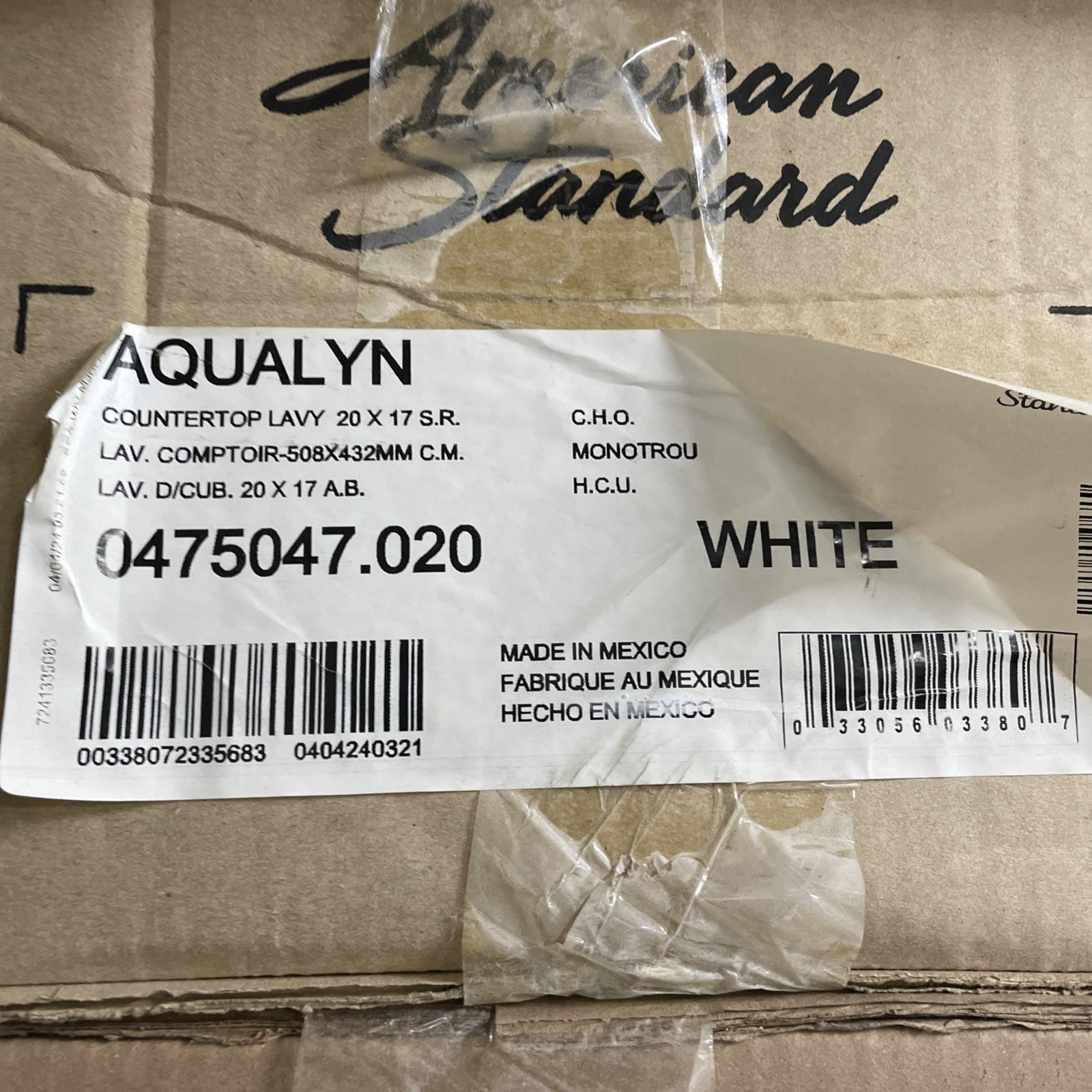 American Standard 0475047.020 Aqualyn Oval Drop-In Bathroom Sink, White,
