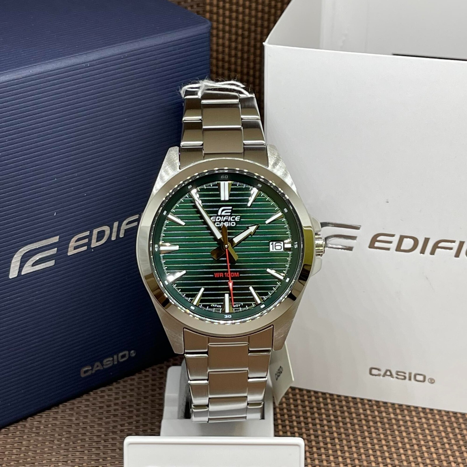 Casio Edifice EFV-140D-3A Green Analog Stainless Steel Classic Sporty Men Watch