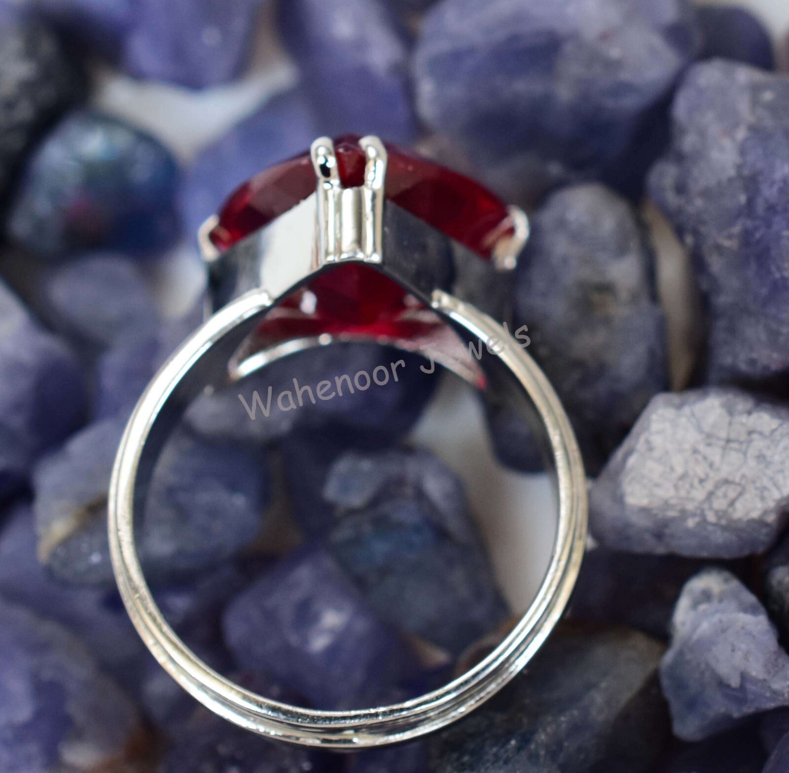925 Sterling Silver Ring Natural Ruby 15 MM Round Wedding Ring CERTIFIED