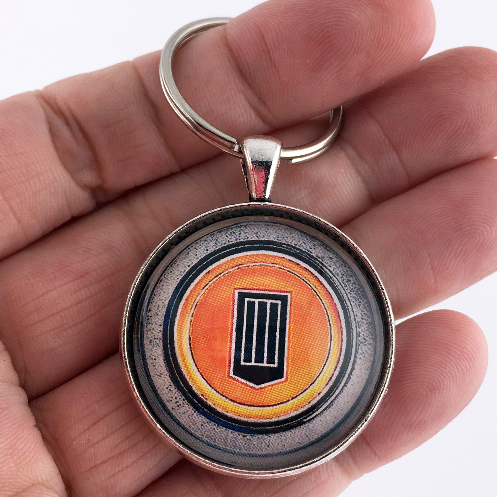 Vintage 1970’s Chevy Camaro Logo Orange Door Panel Emblem 1.2″ Diameter Keychain