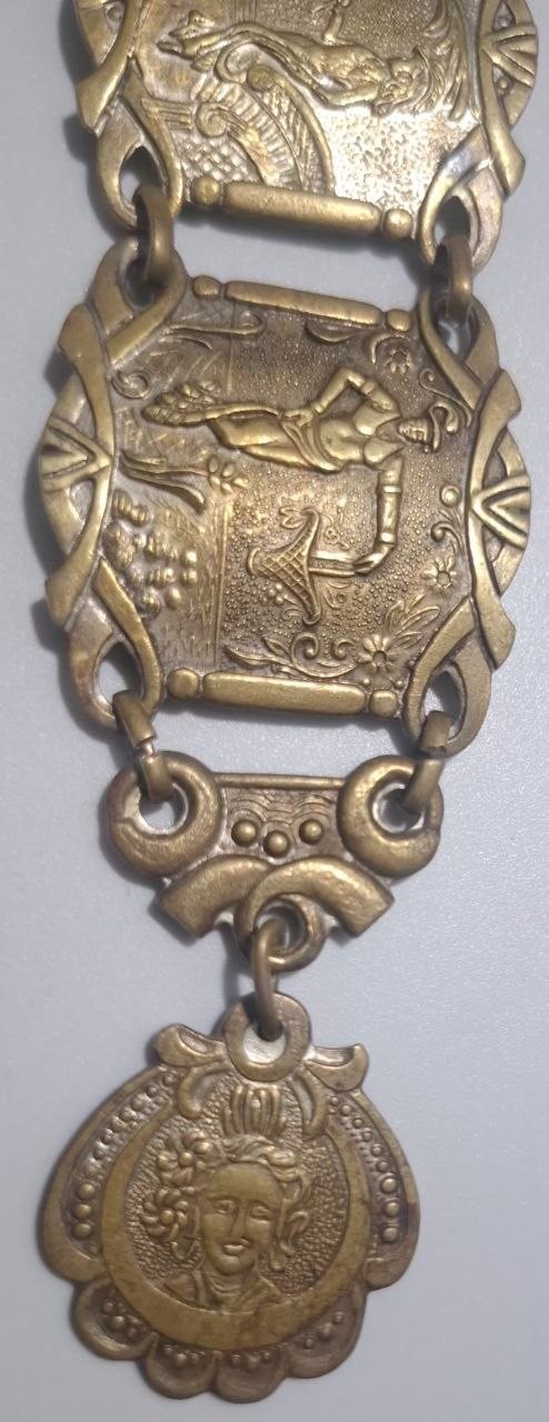 Vintage Brass Repousse Bracelet Classical Art Figures Collectible Jewelry