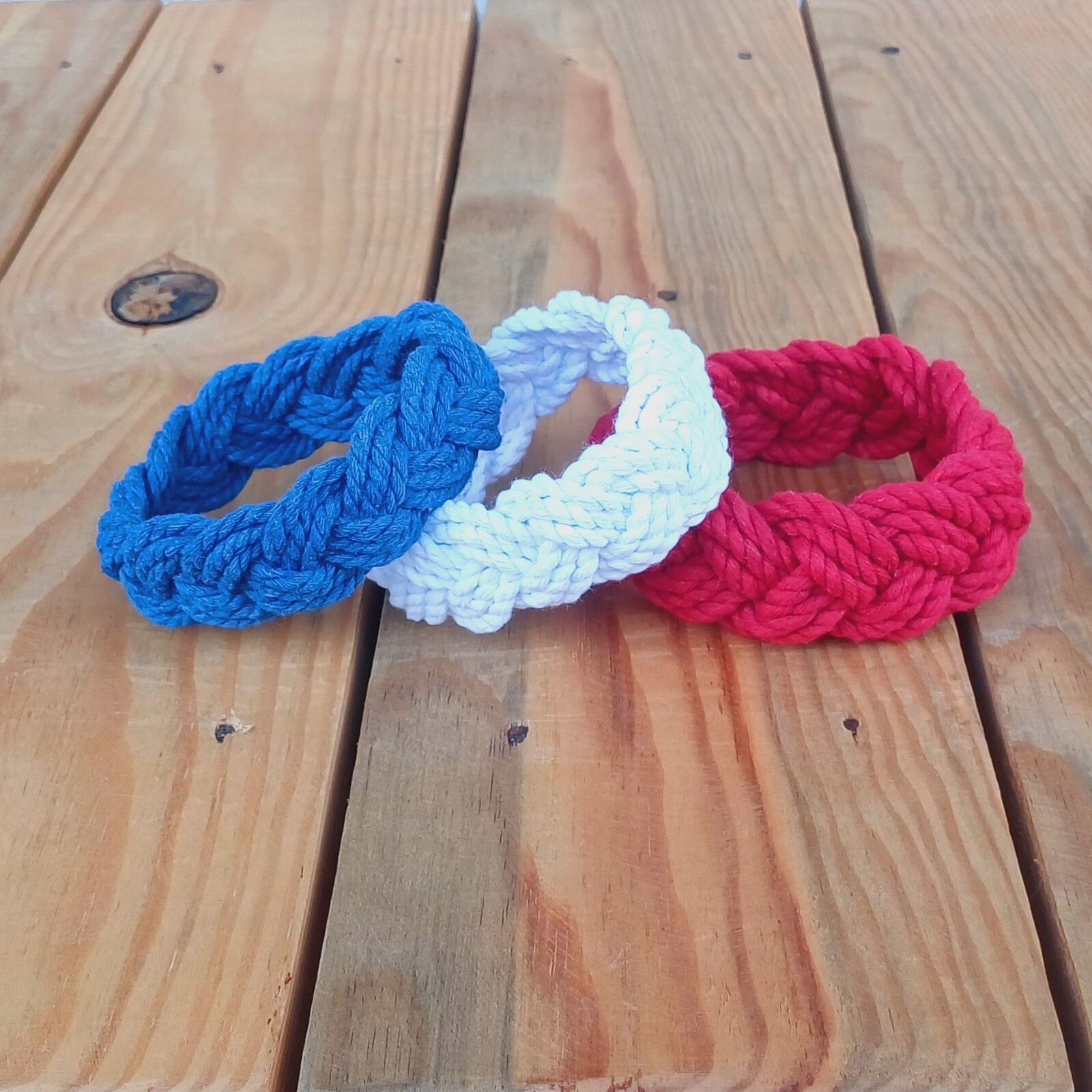 Sailor Knot Rope Bracelet Turks Head White Braided Nautical Beach Cord Bracelets