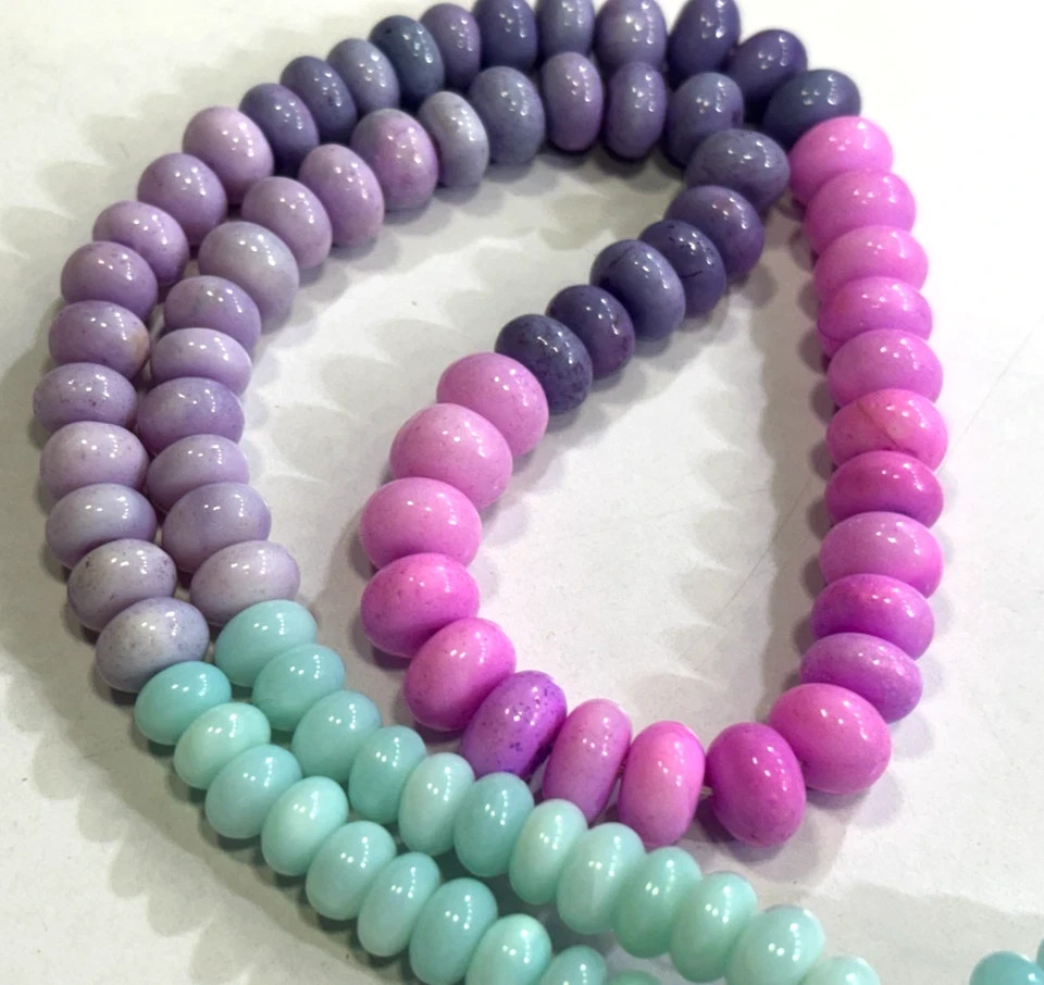 MULTI OPAL BEADS ROUNDELLE 7-8MM SMOOTH GEMSTONE 18 INCH NECKLACE