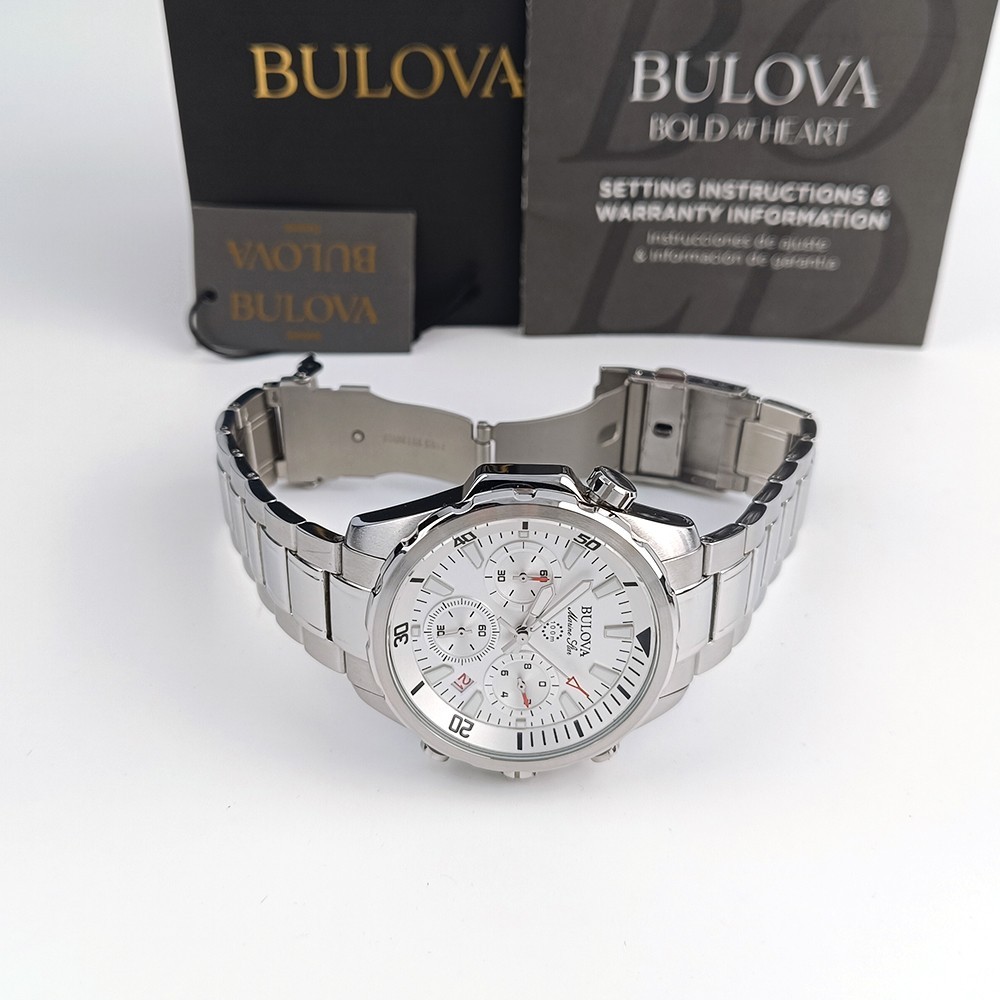 Bulova Marine Star 96B255 White Dial Stainless Chronograph Men’s Quartz Watch