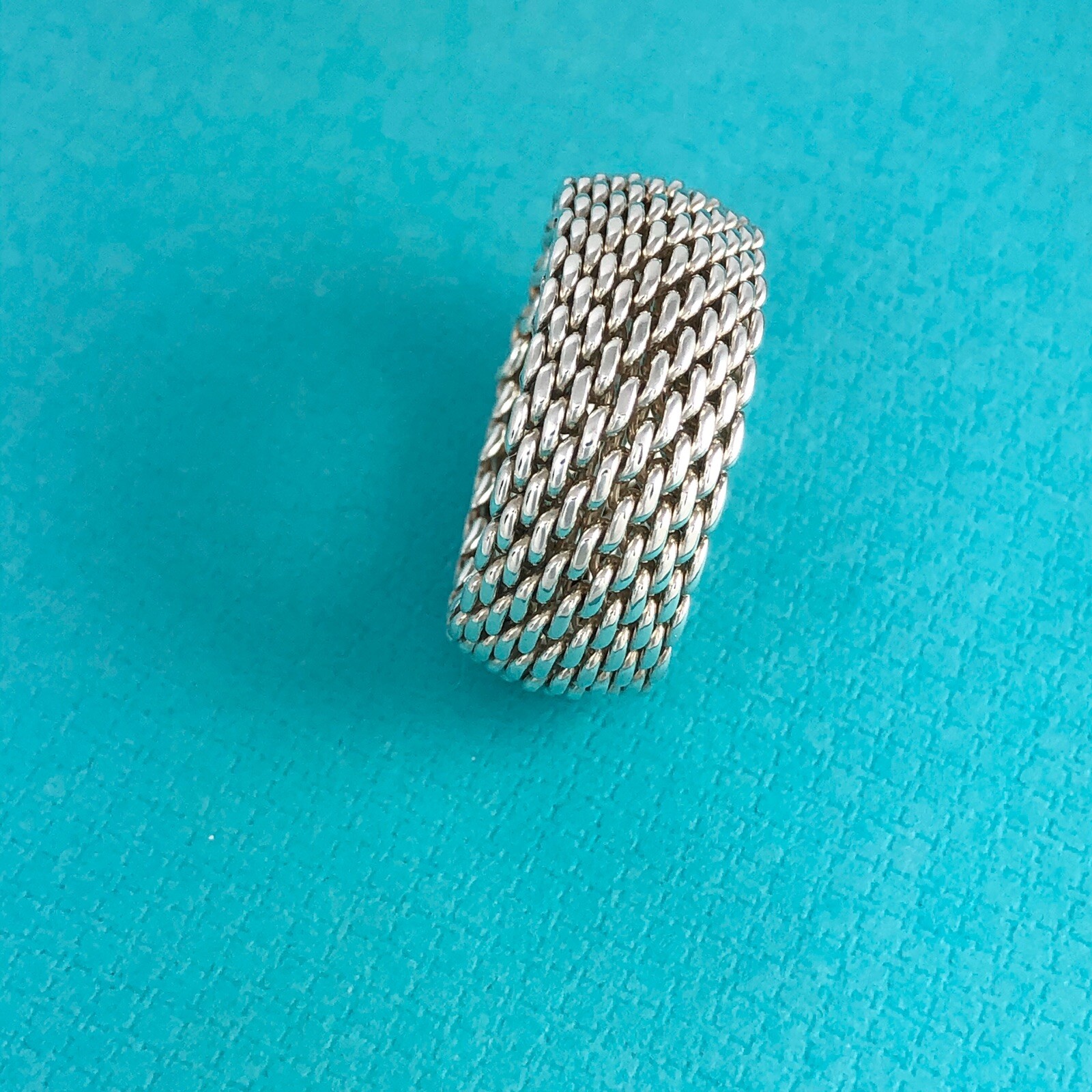 Size 4.5 Tiffany & CoSomerset Mesh Weave Flexible Dome Ring in Sterling Silver