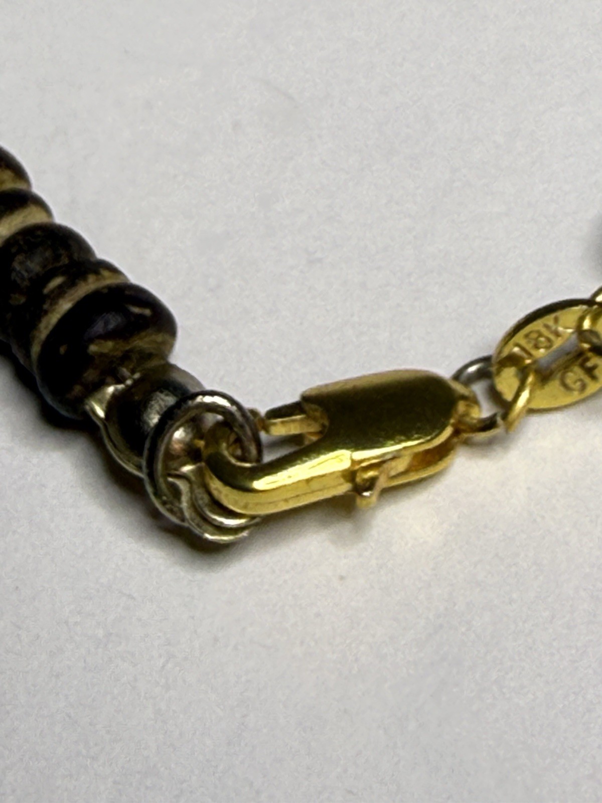 Vintage Natural Organic Heishi Disc Bead Surfer Bracelet 18K GF Clasp 7.5″