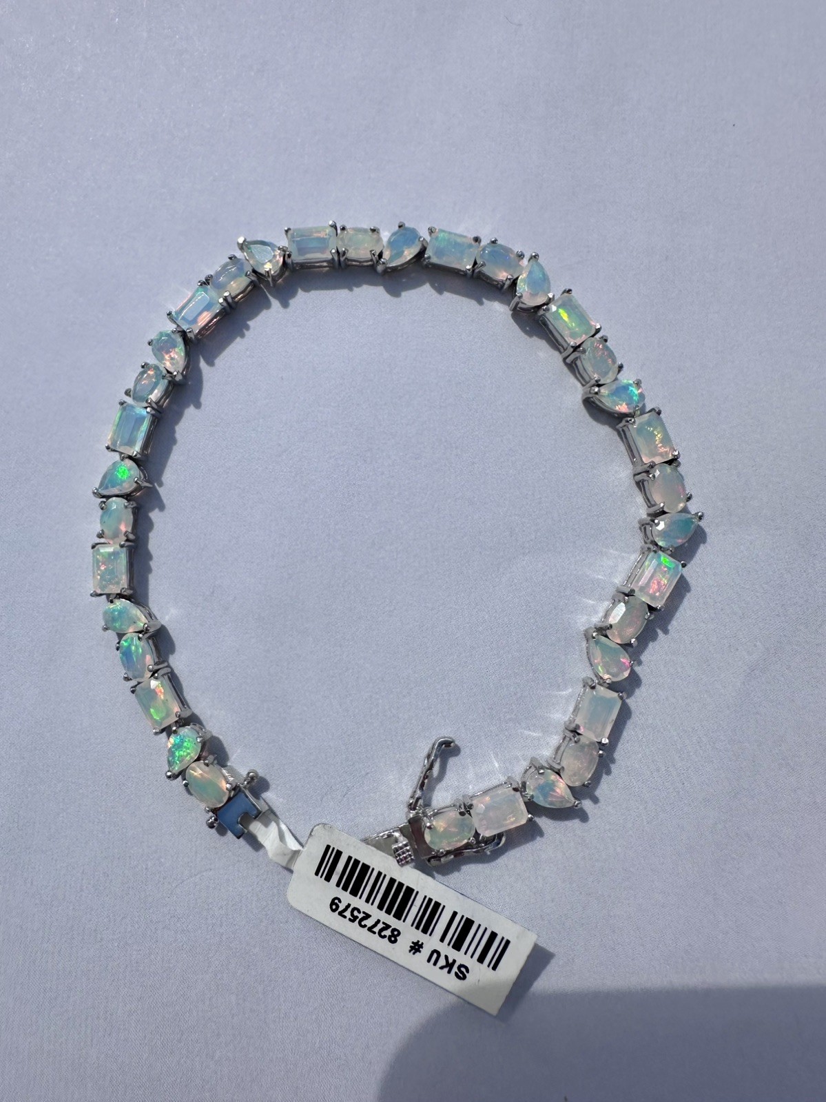 Stunning Genuine Opal Bracelet In Sterling Silver