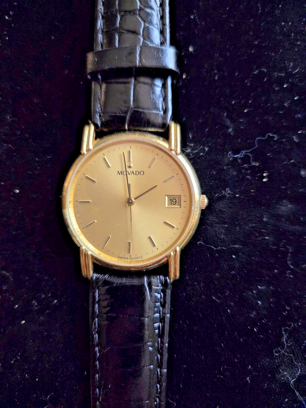 VINTAGE MEN’S WRIST WATCH MOVADO MUSEUM DIAL 87-C2-886 DATE W.R. SWISS MADE 1980