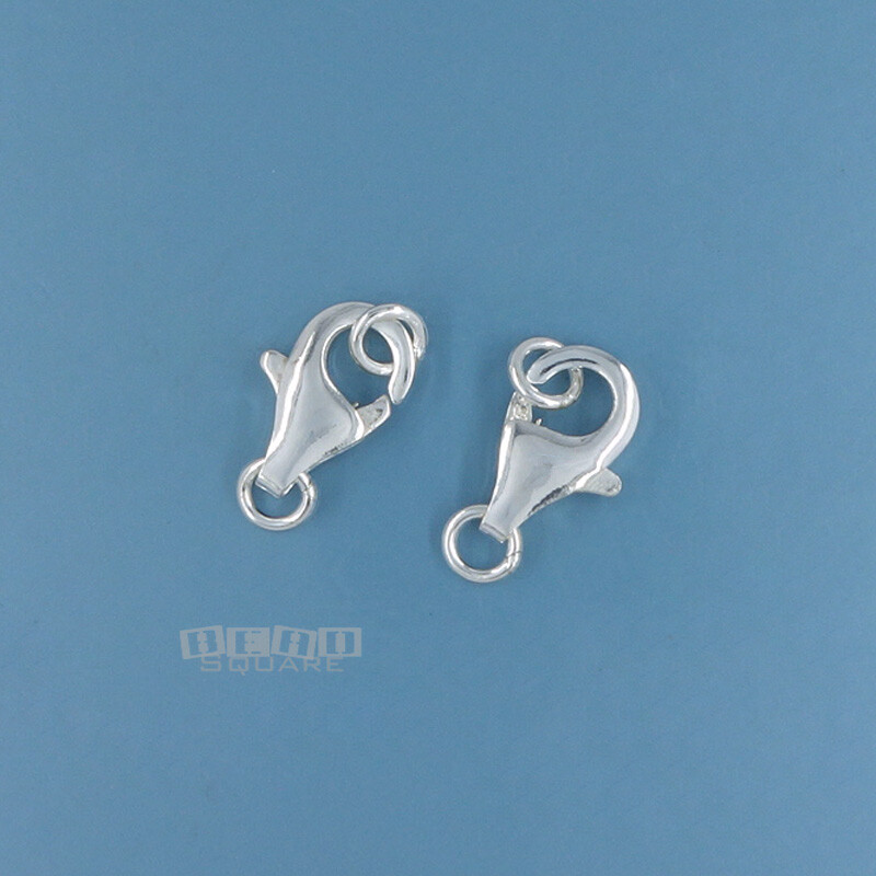 2 Sterling Silver Lobster Claw Clasp Connector 6×10.7mm +4mm Closed Rings #33297