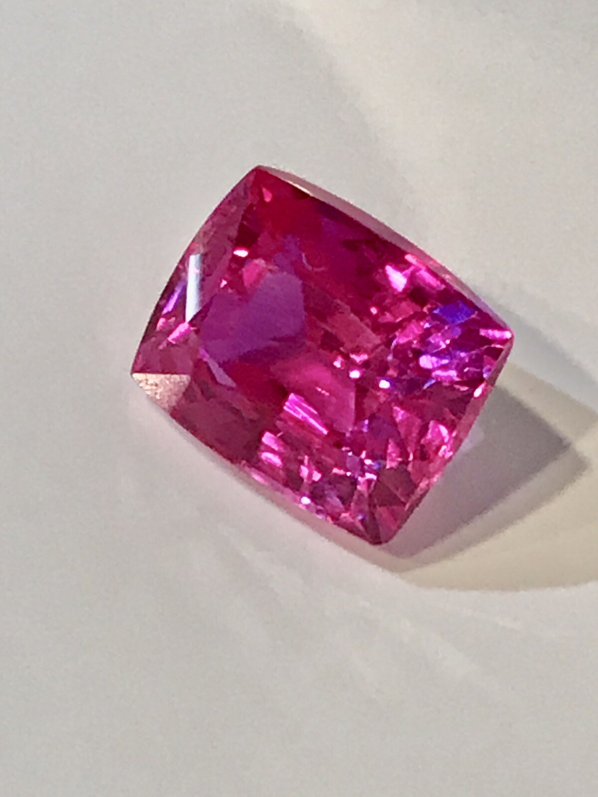 11.40 ct Natural Heated (Fusion )Pink Sapphire ,VG Cushion Cut , VVS2 Clarity