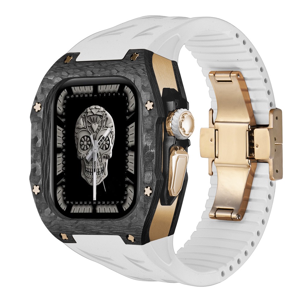 Luxury Titanium Carbon Fiber Case Rubber Band Mod Kit For Apple Watch Ultra 49MM
