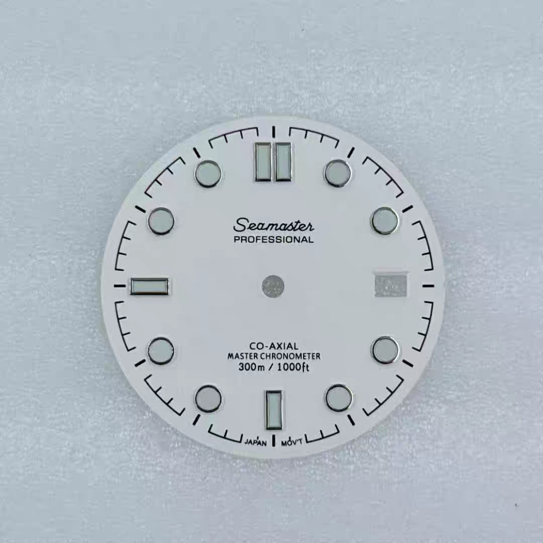 New Seiko white Seamaster 300m dial 31mm, suitable for NH35 movement green night