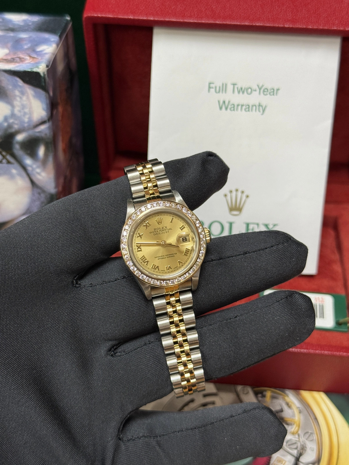 2003 Rolex Datejust Lady Champagne Roman Jubilee 79173 Steel & YG Papers Box