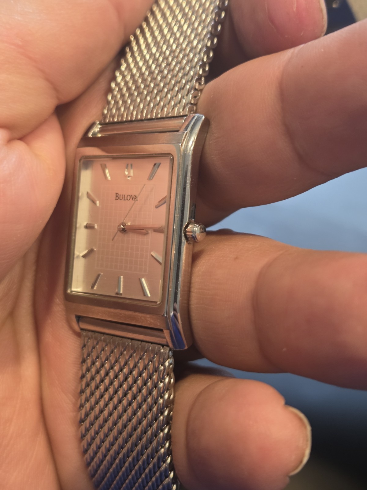 Bulova Men’s Dial Thin Tank Watch Accutron C8337706 Other Mesh Band EUC C202