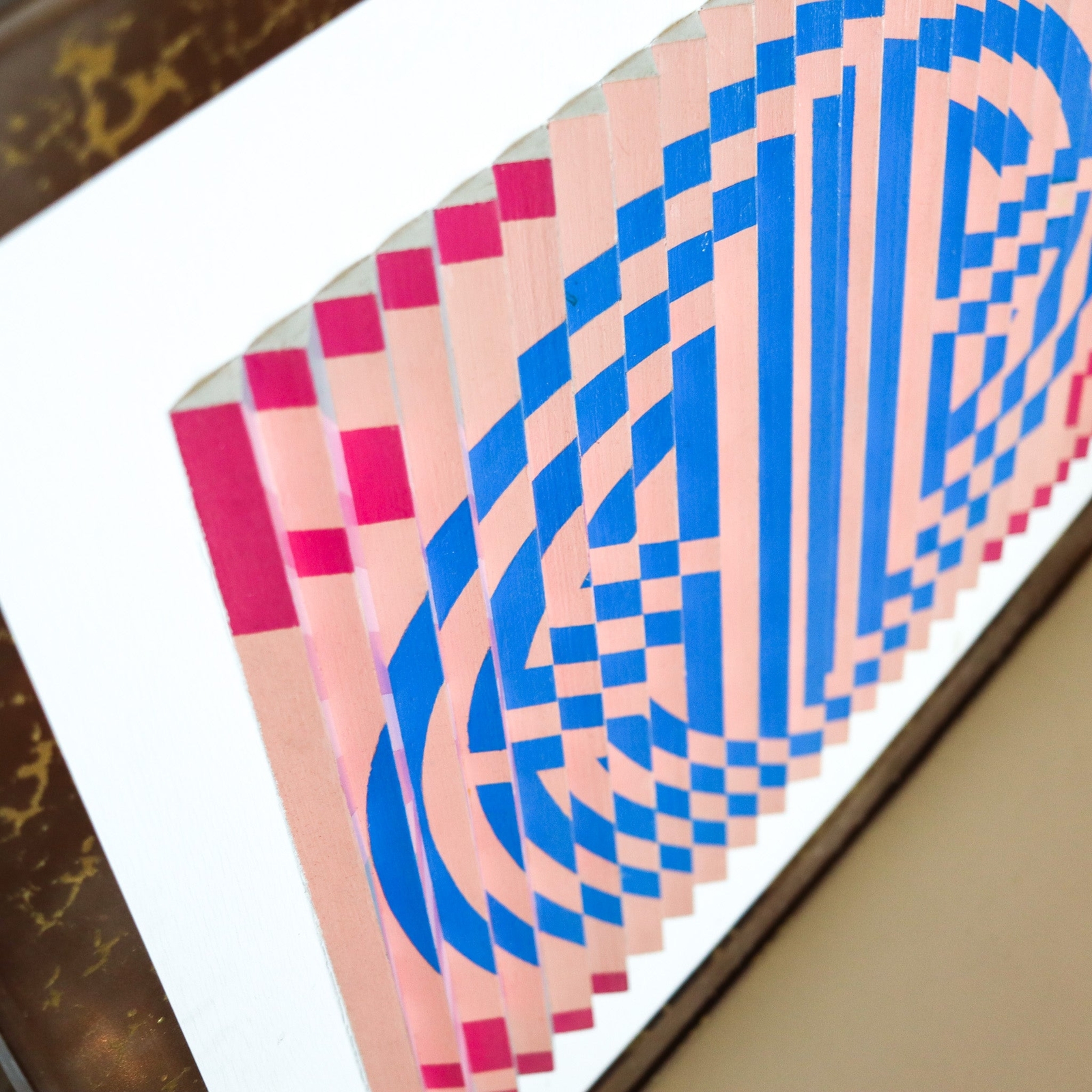 OP-ART 1970 Henry Irving Three Dimensional Art Piece In Painted Wood
