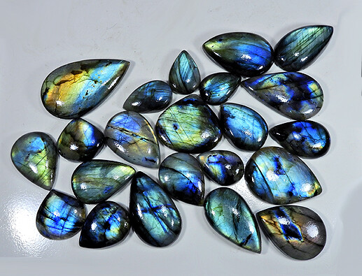 NATURAL MULTI LABRADORITE PEAR SHAPE CABOCHON LOOSE GEMSTONE WHOLESALE LOT vH728