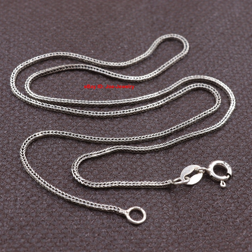 Real 925 Sterling Silver Necklace 1.2mm Wheat Link Chain Necklace 15.7inch
