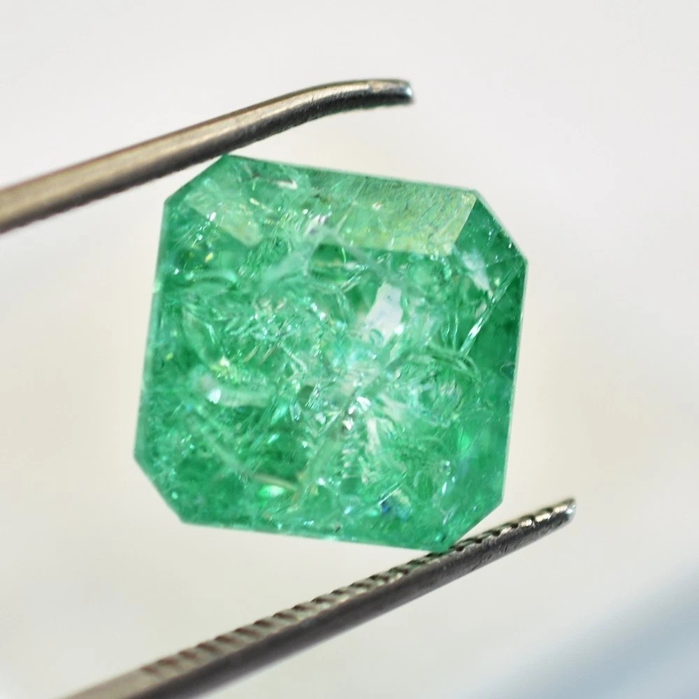 11x11mm Asscher Cut Natural Green Emerald Certified Jewelry Gemstone AAA