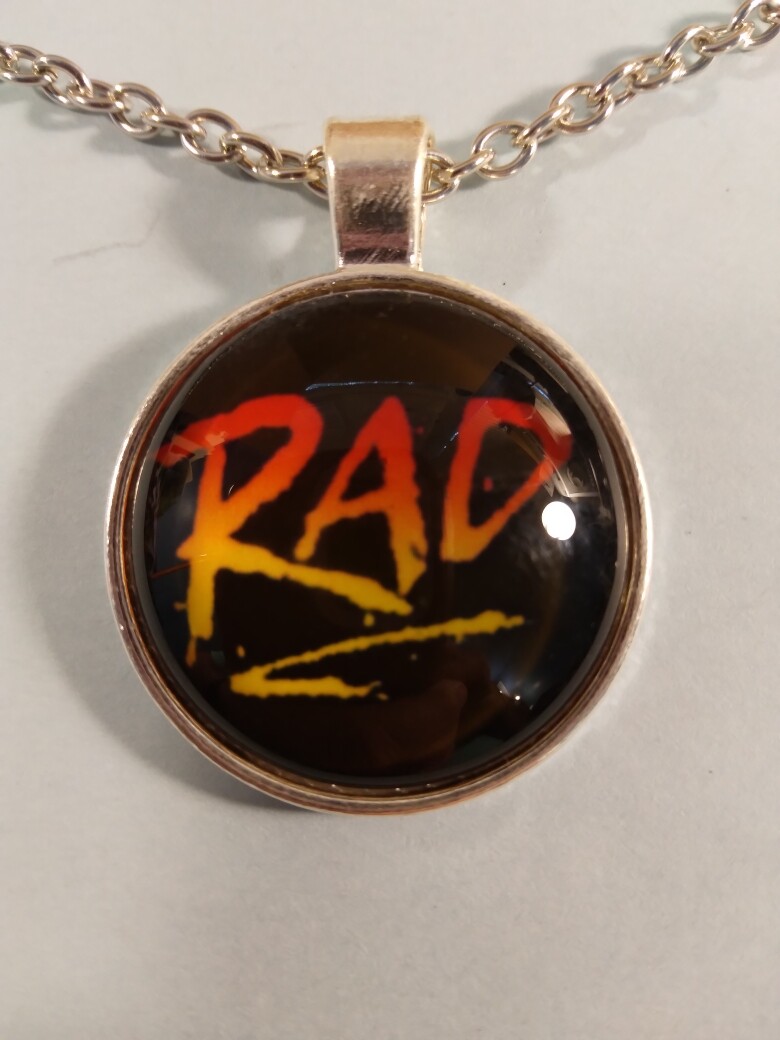 RAD in Red Orange Yellow pendant on 19 1/2 inch Silver Necklace 249049