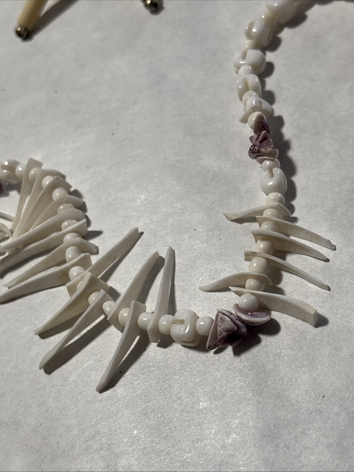 2 Beautiful Necklaces, Puka Shell Spiked & Black & Cream Hairpipe Buffalo Bone