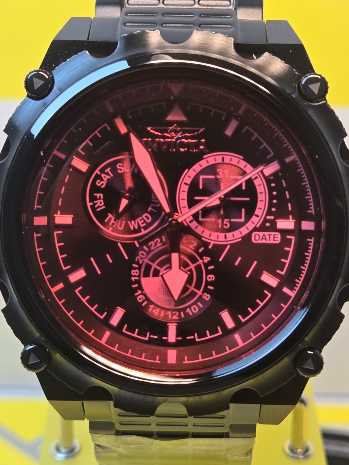 Invicta Coalition Forces Spline Mens Watch 50mm Black w/ Red Iridescent Dial NEW