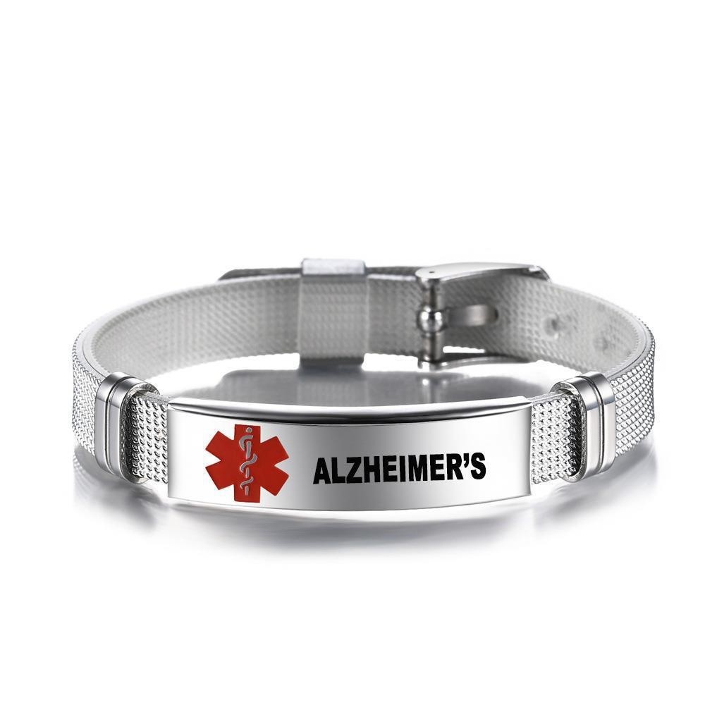 Medical ID Bracelet Stainless Steel Snake Bracelet Silver Emergency Wristband