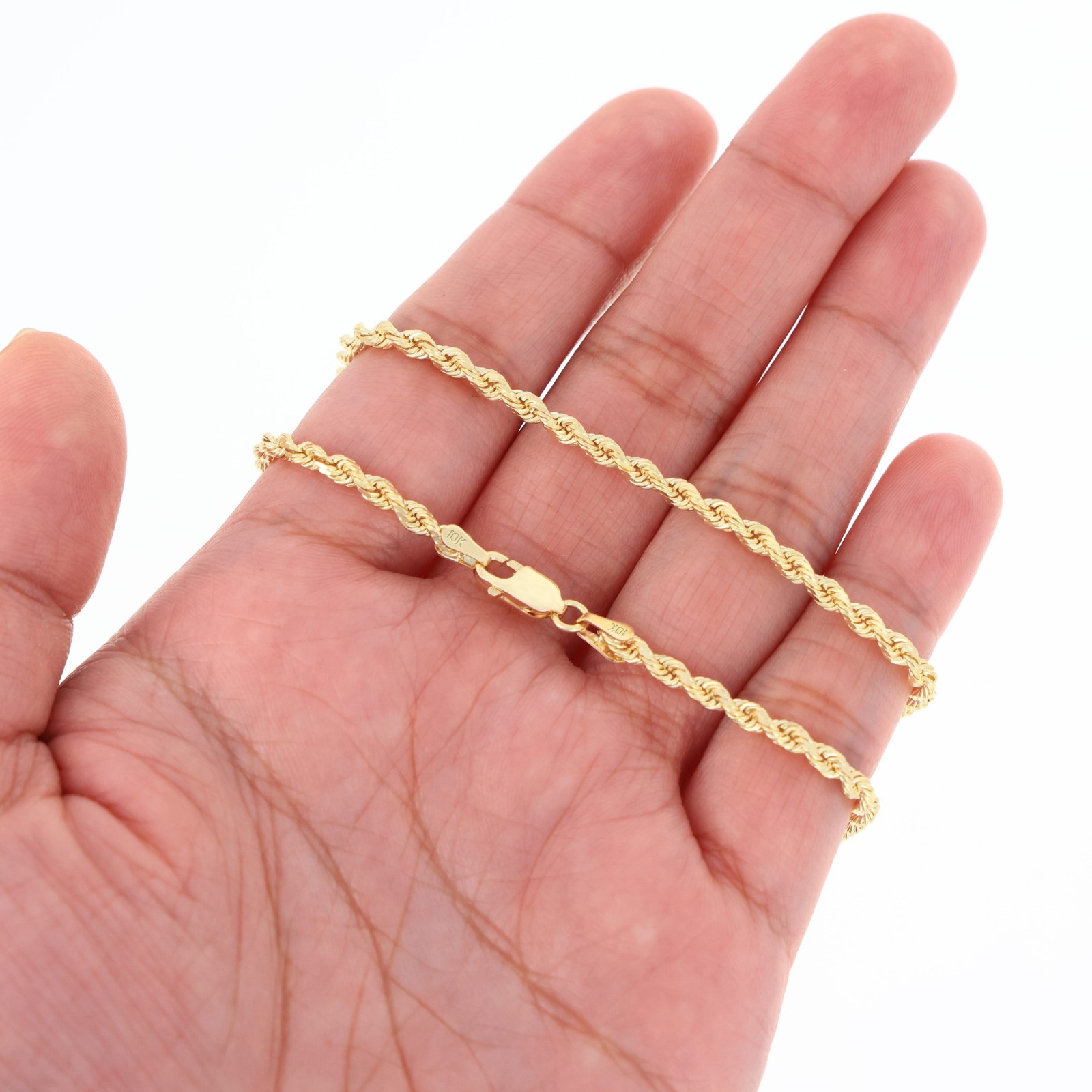 10K Yellow Gold 1mm-8mm Solid Diamond Cut Rope Chain Bracelet 7″ 7.5″ 8″ 8.5″ 9″