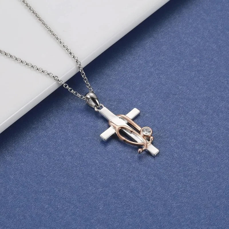 Stainless Steel Stethoscope Cross Necklace for Women Medicine Pendant Jewelry