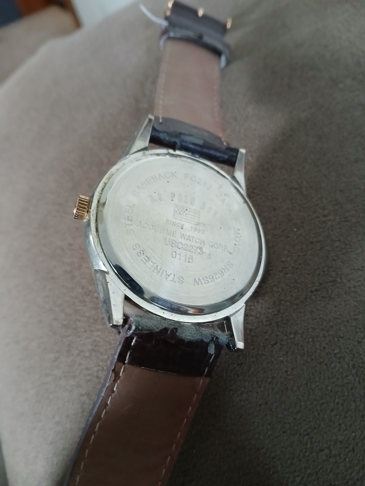 U.S. Polo Assn. Classic Men’s USC2273 Watch with Brown Faux-Leather Strap