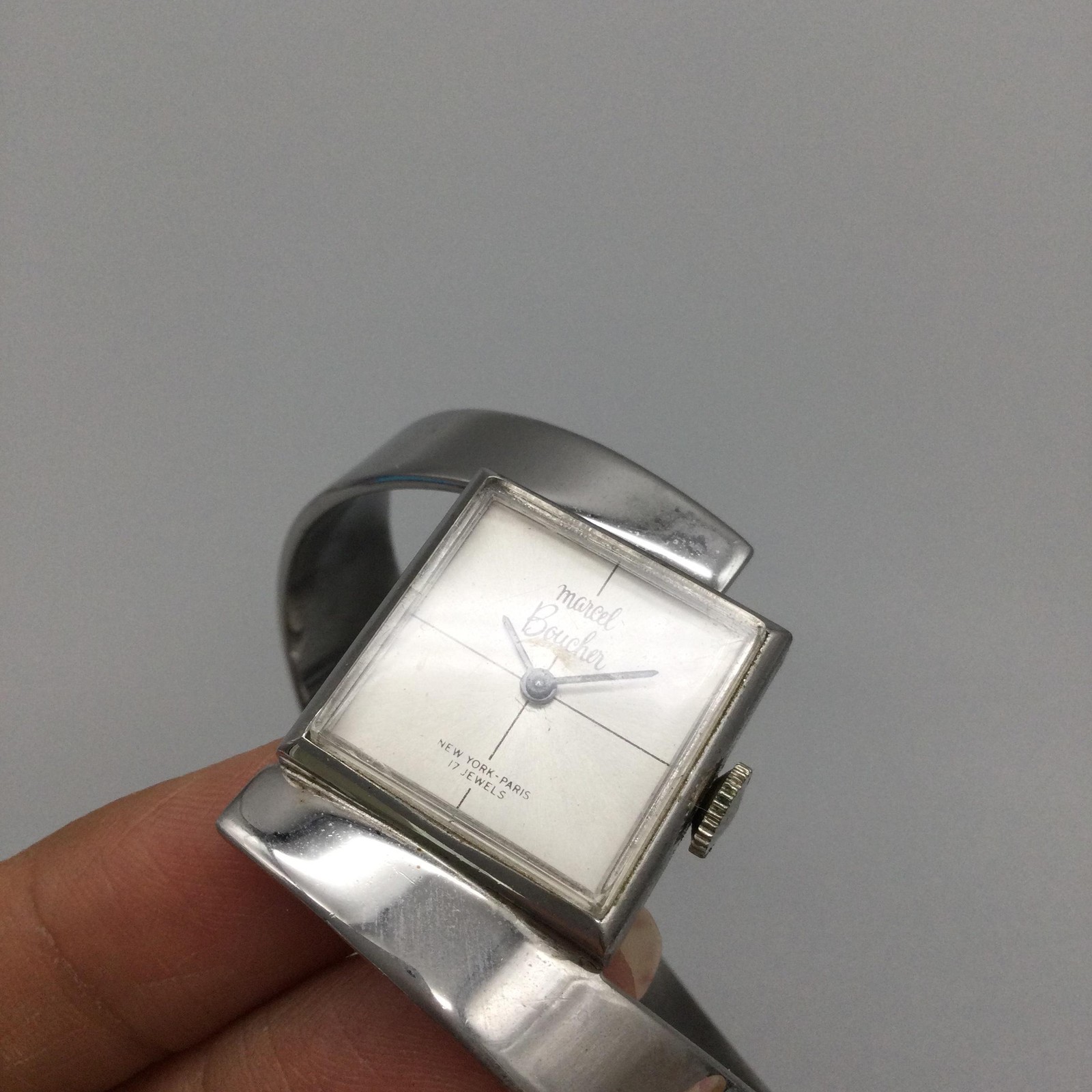 Vintage Marcel Boucher Womens Watch 22mm Silver Tone Bangle Manual Wind 6.5″