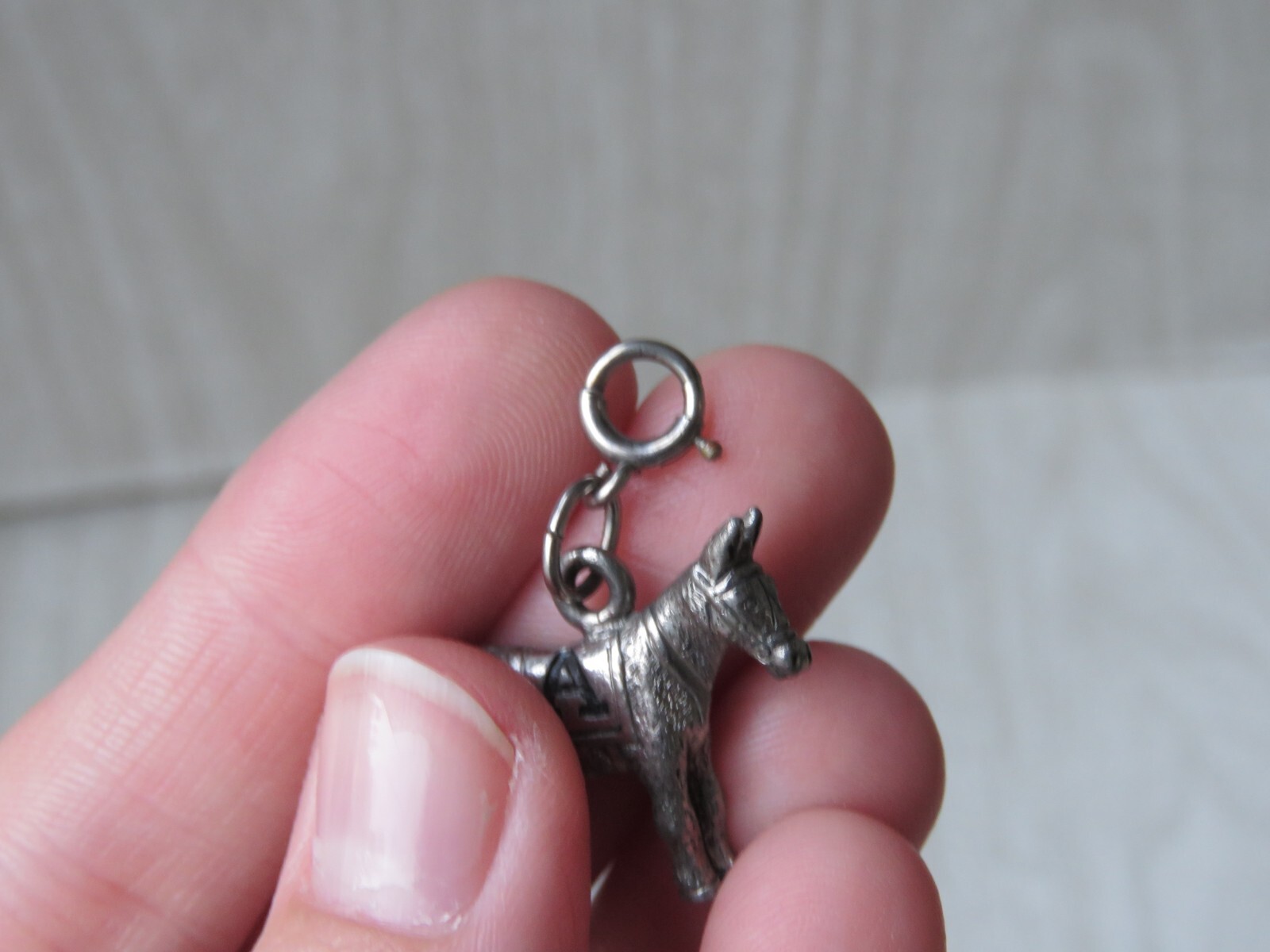 VTG Signed Kinney Sterling Silver Mule Donkey Animal A Bracelet Charm 0.75″