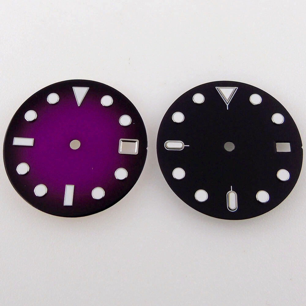 28.5mm Purple/Black Watch Dial Fit for NH35A Movement Crown at 3/3.8 o’clock