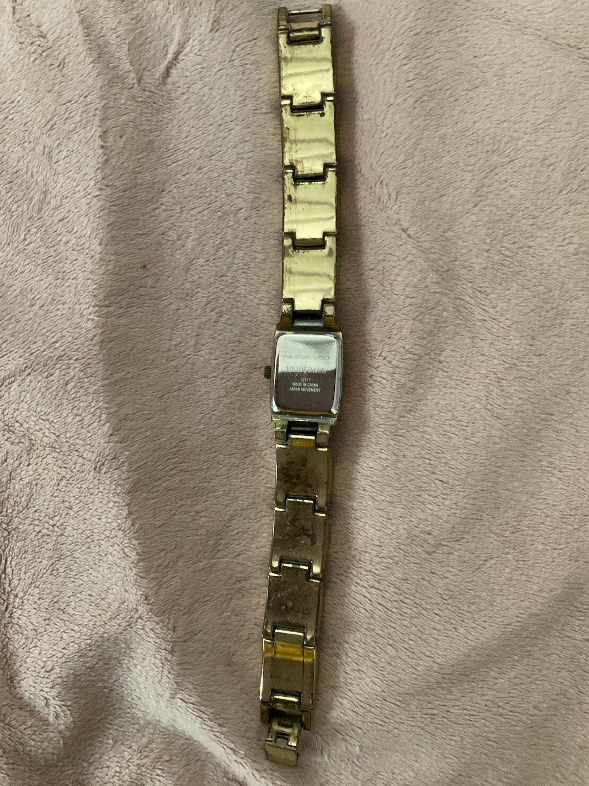 Heidi Daus Women Quartz Rectangle Wristwatch Roman Numeral Silver Dial Bracelet
