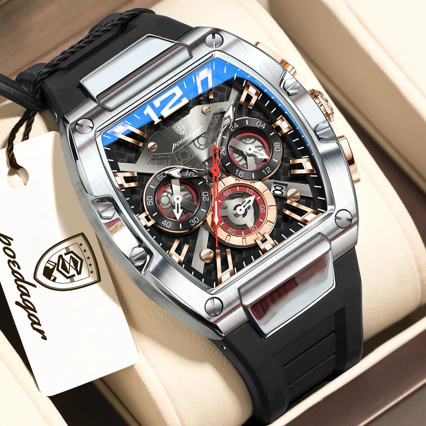 Men’s Waterproof Waterproof Luminous Silicone Quartz Watches for Casual Sports.