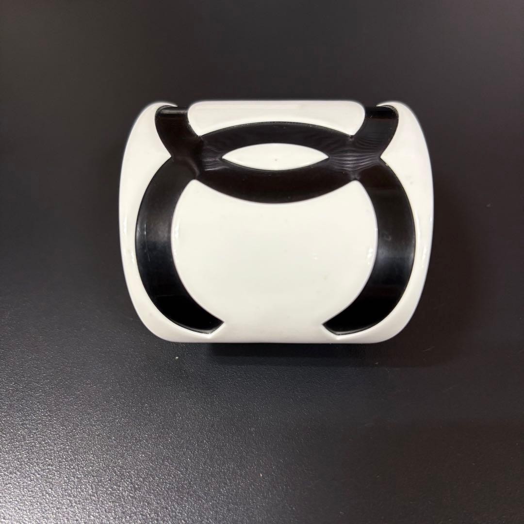 Chanel White Black Plastic Bangle Bracelet Coco Mark Logo Wide Cuff Vintage Used