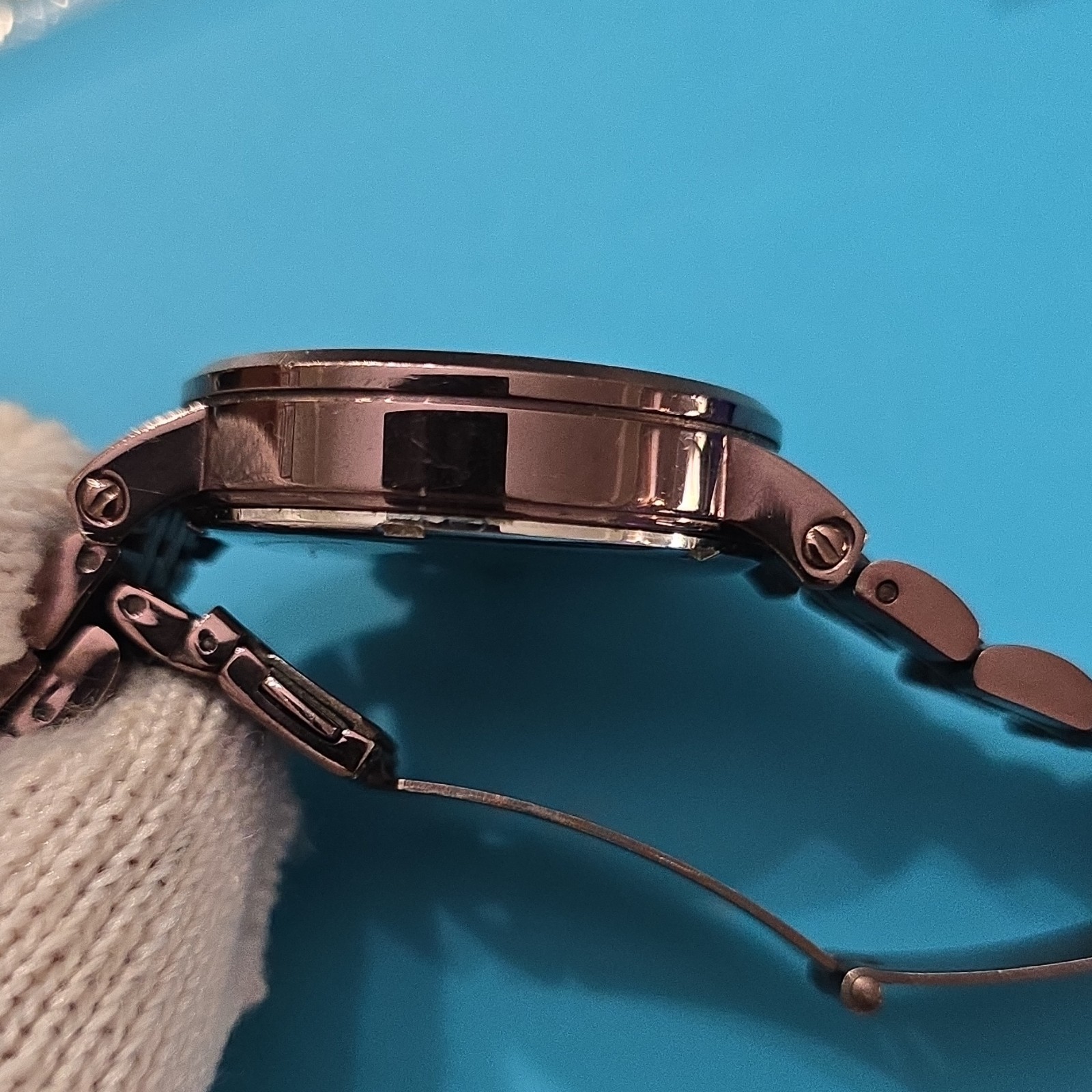 Fossil ES-1905 quartz chronograph black dial brown SS bracelet 50m 38mm case
